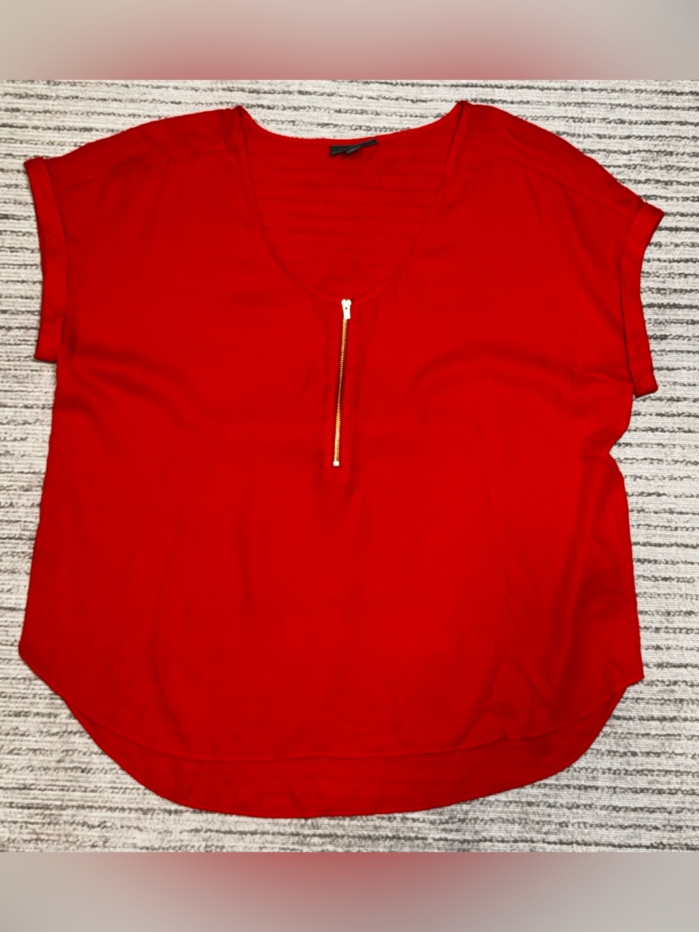Bold Elements Red Zip Front Blouse Size XL‎ Bright Statement Top
